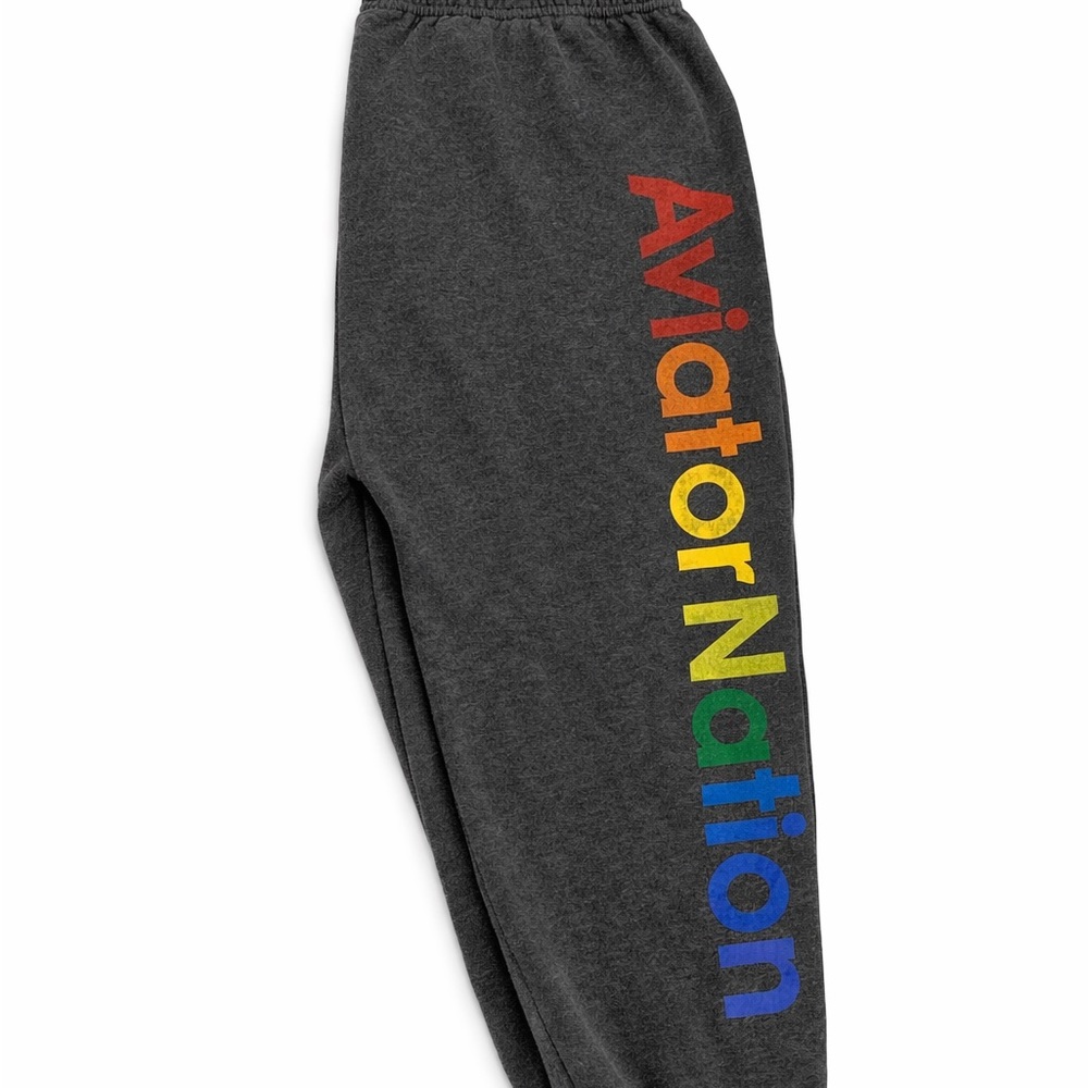 Aviator Nation Charcoal Joggers with Rainbow Logo - Picture 2 of 2